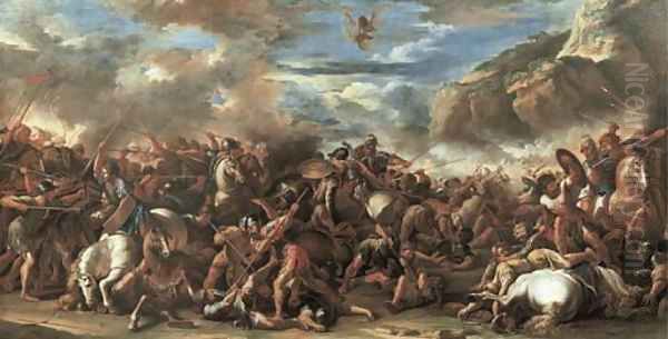 A cavalry battle Oil Painting by Salvator Rosa