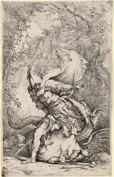 St. William of Malevale and Albert, Companion to St. William, tied to a Tree Oil Painting by Salvator Rosa