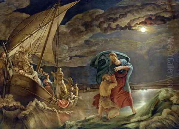 Peter Walks on Water, 1806 Oil Painting by Philipp Otto Runge