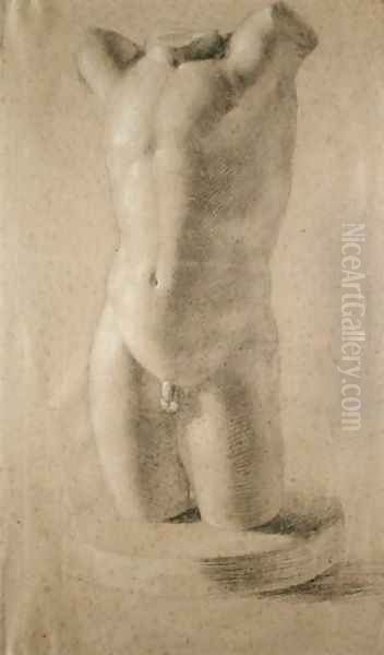 Torso of a Young Man on round plinth, 1800 Oil Painting by Philipp Otto Runge