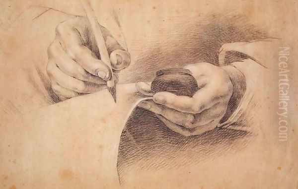 Drawing Hands, 1798 Oil Painting by Philipp Otto Runge