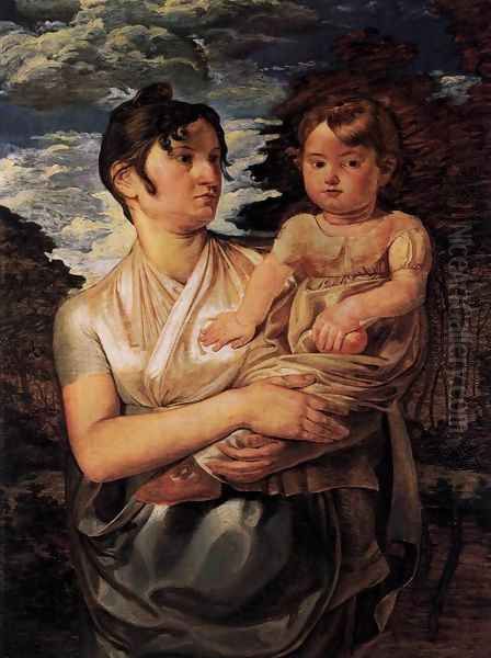 The Artist's Wife and Son Oil Painting by Philipp Otto Runge