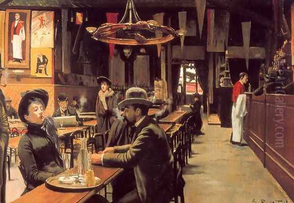 Café de Montmartre Oil Painting by Santiago Rusinol i Prats