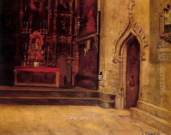 Interior de la catedral de Barcelona Oil Painting by Santiago Rusinol i Prats