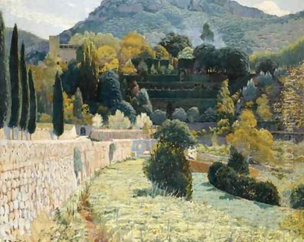 Jardi de muntanya, Sa Coma, IV (Terraced Gardens, Sa Como) Oil Painting by Santiago Rusinol i Prats