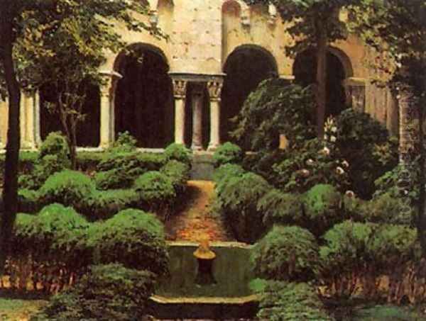 Claustro de San Pedro de Galligants. Girona Oil Painting by Santiago Rusinol i Prats