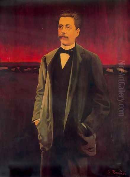 Josep Ixart Oil Painting by Santiago Rusinol i Prats