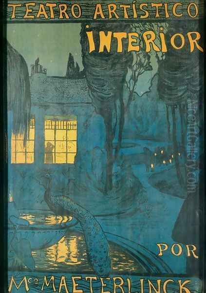 Cartel para 'Interior' de M. Meterlinck Oil Painting by Santiago Rusinol i Prats