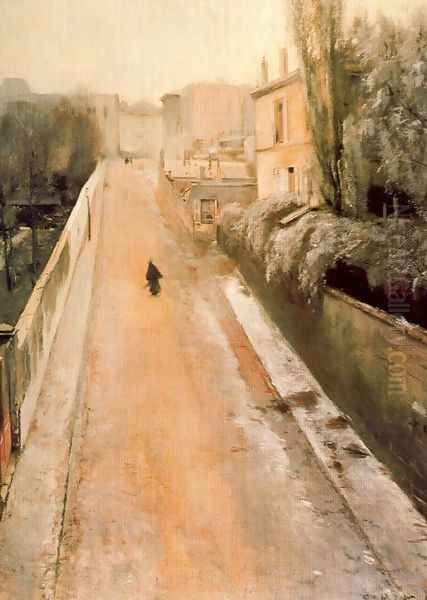 Montmartre. Rue Norvins Oil Painting by Santiago Rusinol i Prats