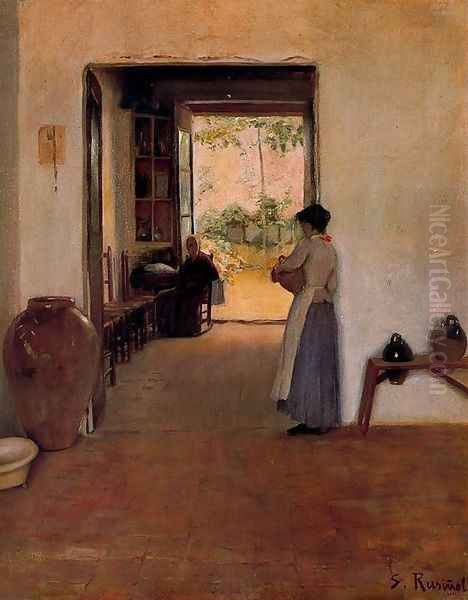 Interior con figuras Oil Painting by Santiago Rusinol i Prats