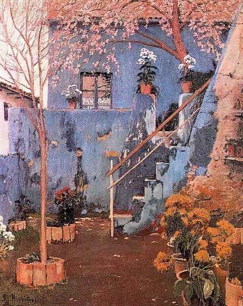 Patio Azul en Sitges Oil Painting by Santiago Rusinol i Prats