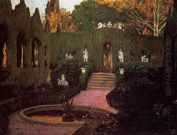 Jardines Monforte, en Valencia Oil Painting by Santiago Rusinol i Prats