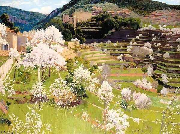 Almendros en Flor Oil Painting by Santiago Rusinol i Prats