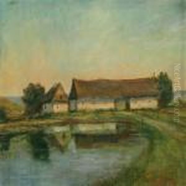 Danish Landscape With Farm Oil Painting by Poul Friis Nybo