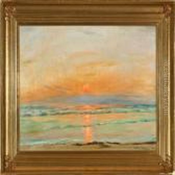 Skagen Beach Atsunset, Denmark Oil Painting by Poul Friis Nybo