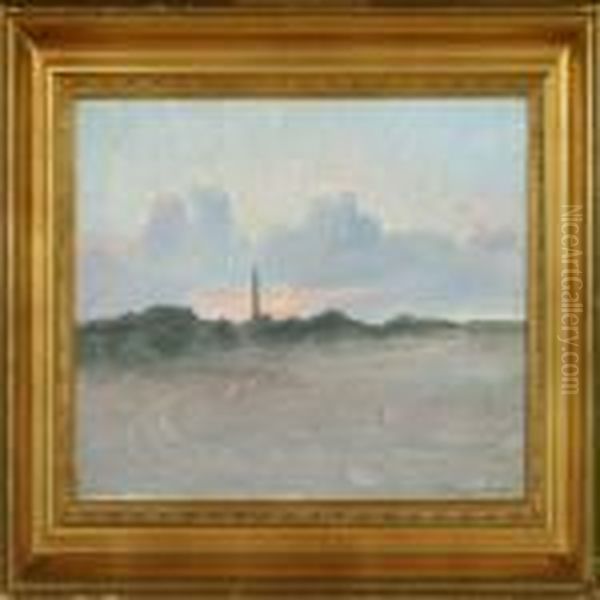 Sea Shore Withlighthouse Oil Painting by Poul Friis Nybo