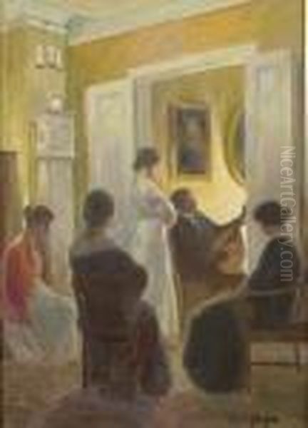 Le Concert Au Salon Oil Painting by Poul Friis Nybo