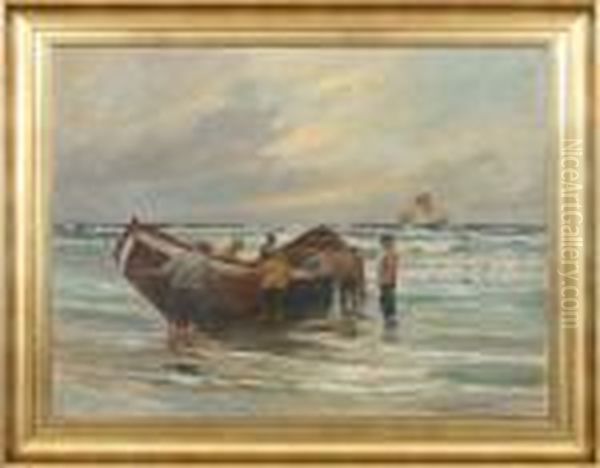 A Lifeboat, Skagen Oil Painting by Poul Friis Nybo