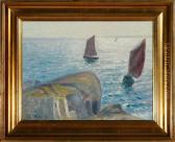 A Coastal Scenery Oil Painting by Poul Friis Nybo