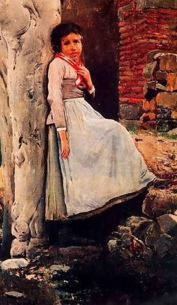 Campesina Oil Painting by Santiago Rusinol i Prats