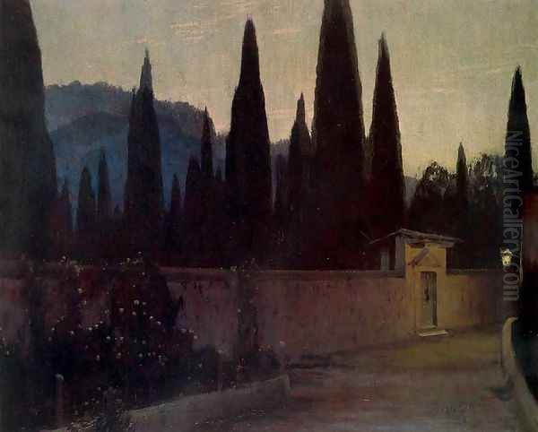 Cementerio viejo de los frailes de la Bisbal Oil Painting by Santiago Rusinol i Prats