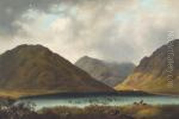 A View Of Fin Lough And Delphi Lodge Oil Painting by James Arthur O'Connor