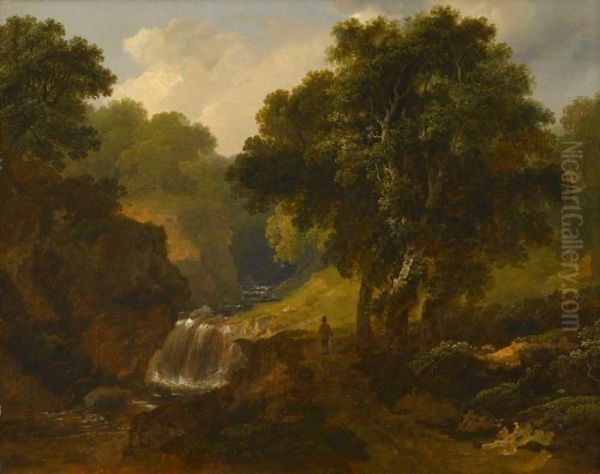 A View On The River Dargle, Co. Wicklow Oil Painting by James Arthur O'Connor