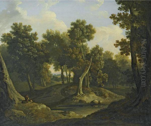 Wooded Landscape With Figures By A Path Oil Painting by James Arthur O'Connor