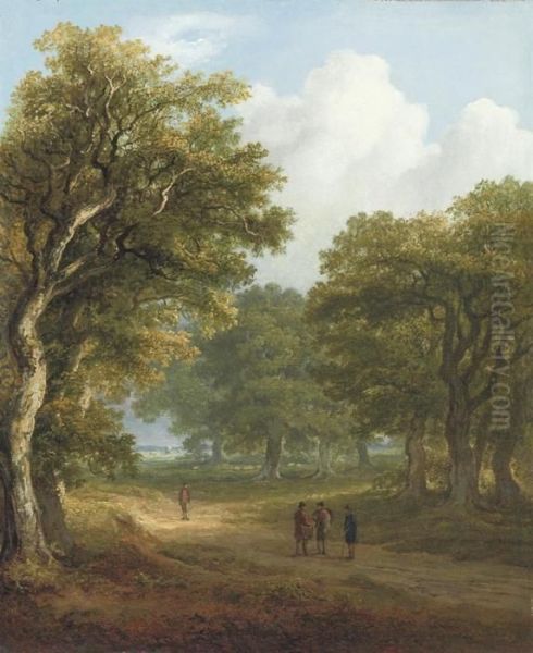 Figures On A Woodland Path Oil Painting by James Arthur O'Connor