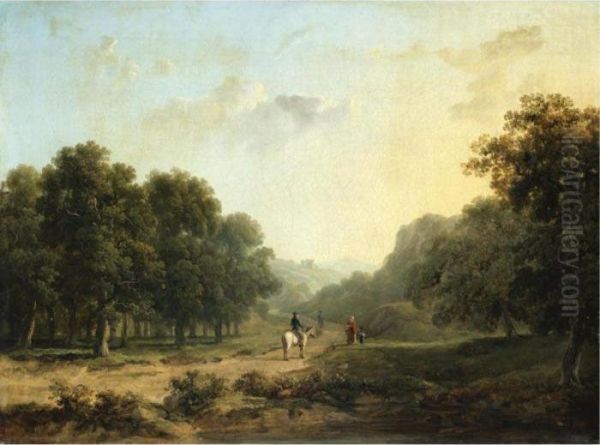 Landscape With Figures In The Foreground And A Ruin Beyond Oil Painting by James Arthur O'Connor