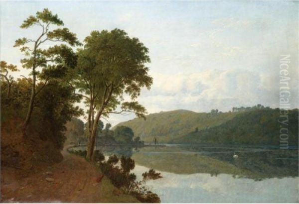 A Wooded River Landscape Oil Painting by James Arthur O'Connor