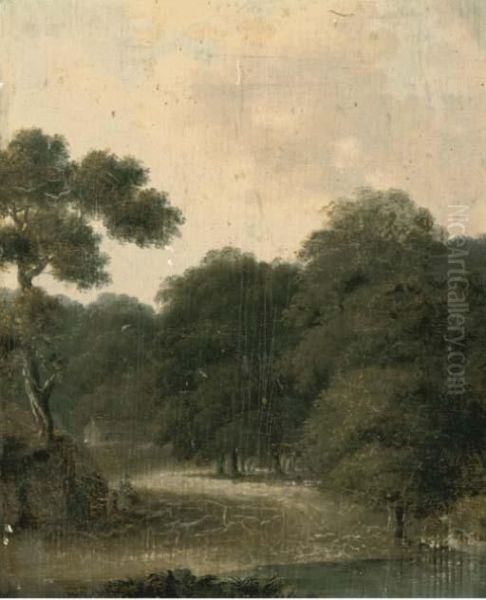 A Figure Resting By A Woodland Track Oil Painting by James Arthur O'Connor