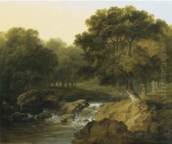 A Wooded River Landscape Oil Painting by James Arthur O'Connor