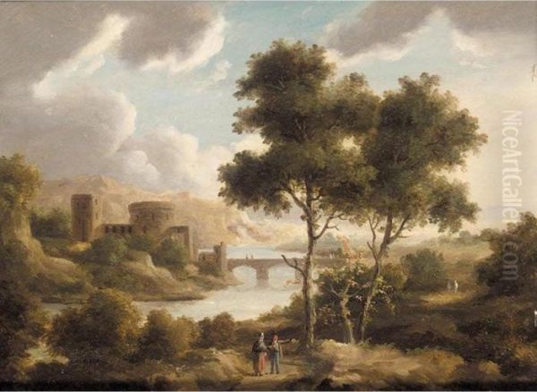 A View On The Rhine; A View From Ancona Towards Bologne Oil Painting by James Arthur O'Connor