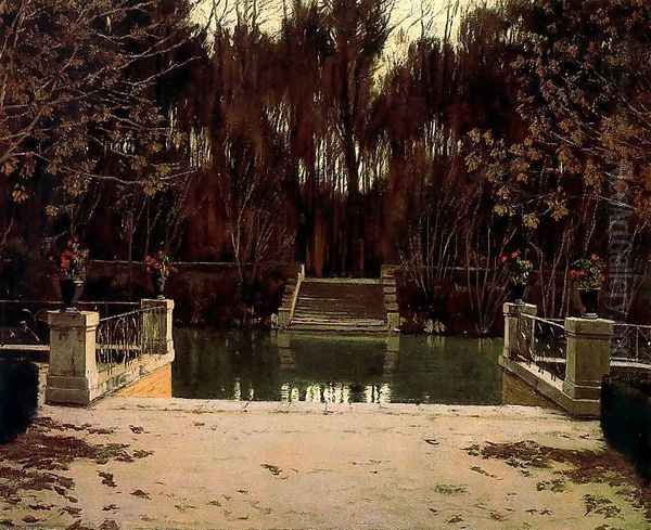 El Tajo (Aranjuez) Oil Painting by Santiago Rusinol i Prats