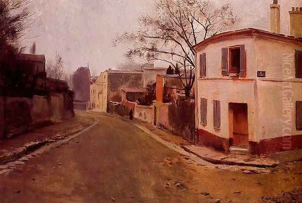 Calle de Montmartre Oil Painting by Santiago Rusinol i Prats