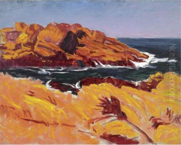 Rocks And Foam, St Guenole Oil Painting by Roderic O'Conor