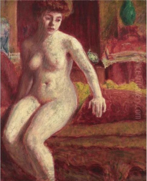 Nude Seated On A Chaise Longue Oil Painting by Roderic O'Conor