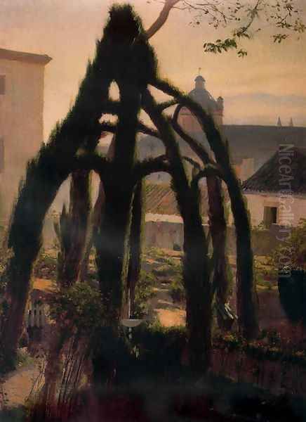 Glorieta verde Oil Painting by Santiago Rusinol i Prats