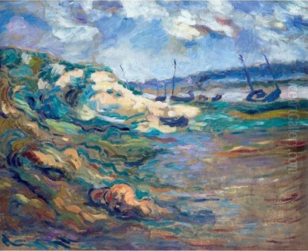 Marine, Bateaux A L'echouage (seascape, Boats Aground) Oil Painting by Roderic O'Conor