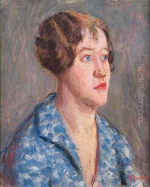 Portrait De Femme Au Corsage Bleu Oil Painting by Roderic O'Conor