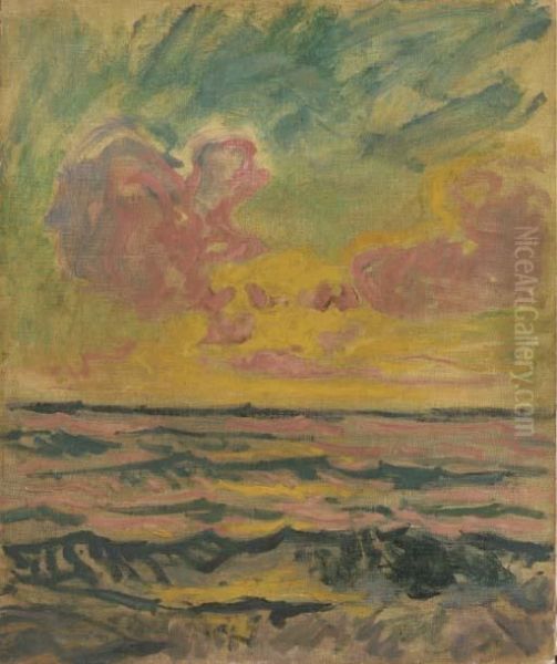 Seascape With Sunset Oil Painting by Roderic O'Conor