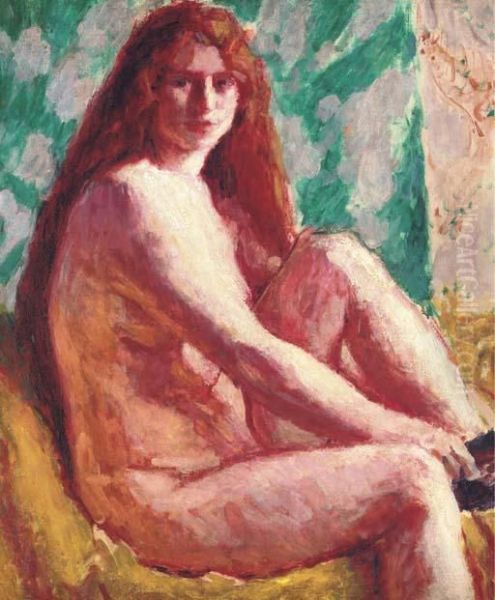 Seated Nude With Red Hair Oil Painting by Roderic O'Conor