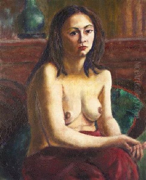 Seated Nude In An Interior Oil Painting by Roderic O'Conor