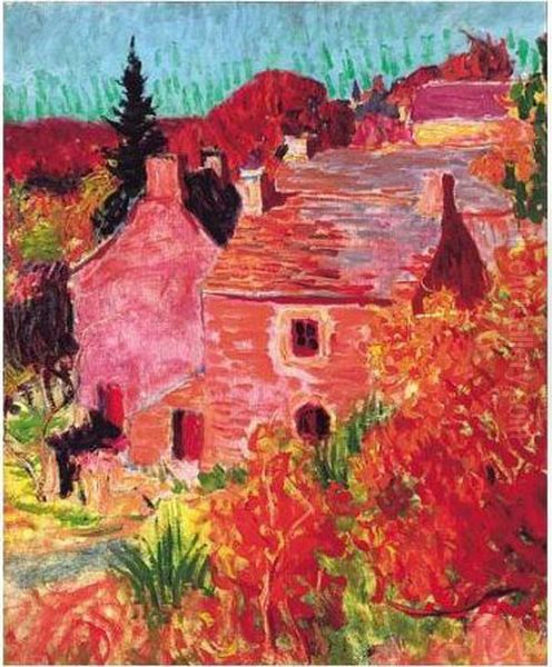 Maisons Rouges A Pont-aven Oil Painting by Roderic O'Conor