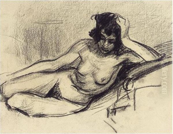 Female Nude Semi-reclined Oil Painting by Roderic O'Conor