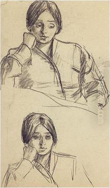 Two Studies Of A Woman In Thought Oil Painting by Roderic O'Conor