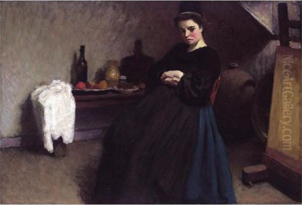 A Breton Interior Oil Painting by Roderic O'Conor