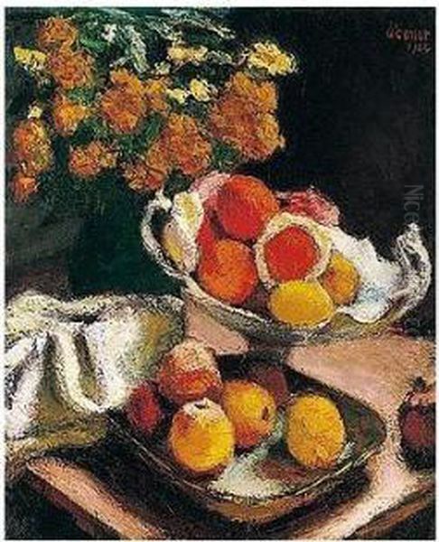 Still Life With Fruit And Flowers Oil Painting by Roderic O'Conor