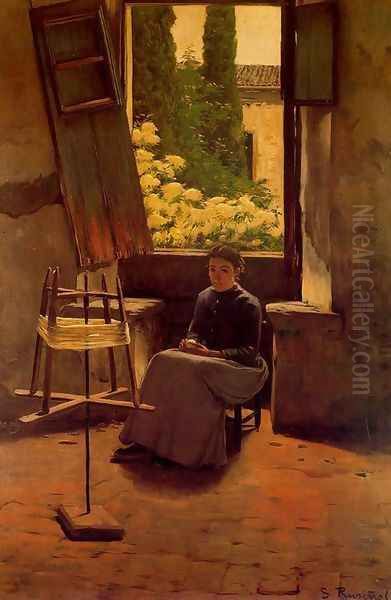 Margarita Oil Painting by Santiago Rusinol i Prats